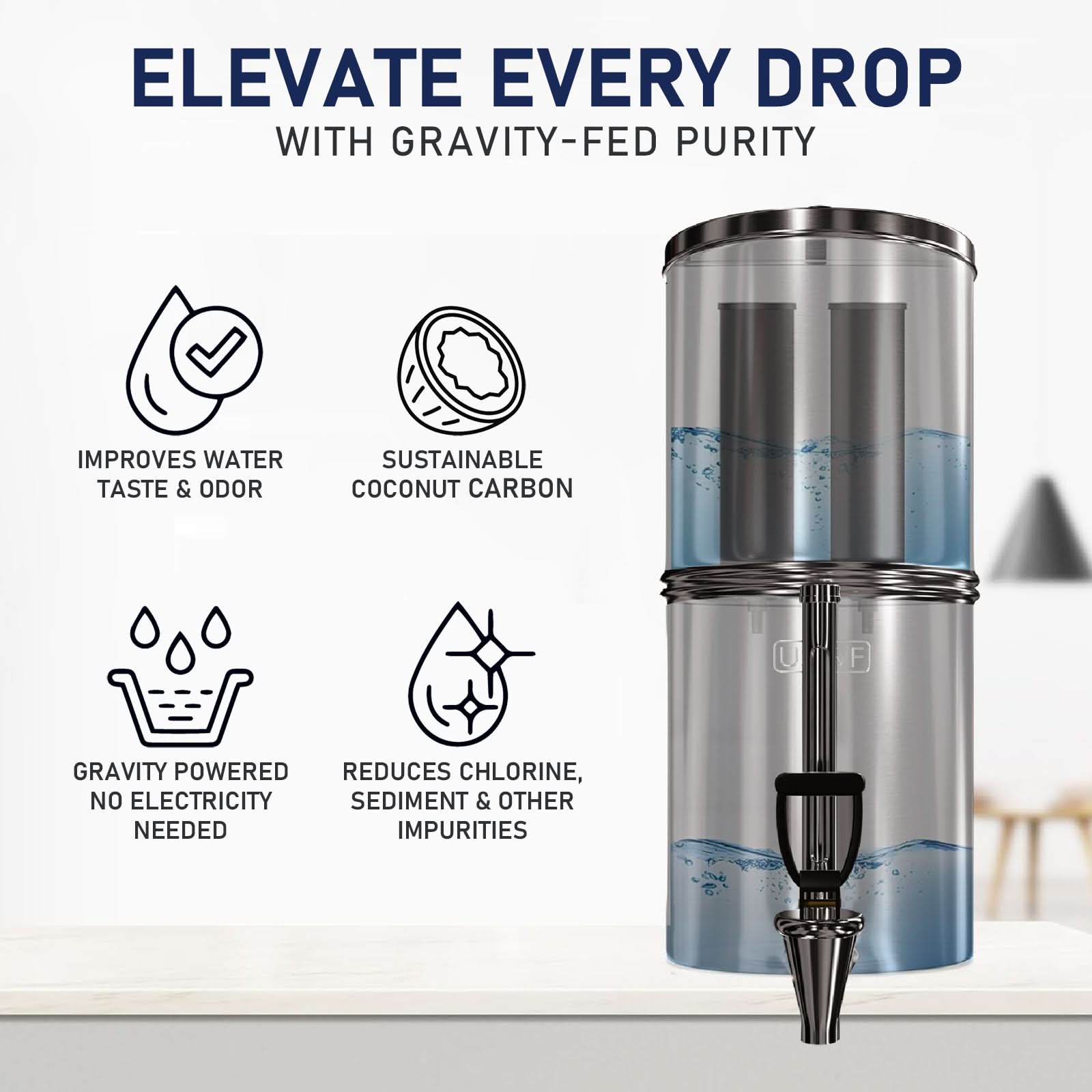 USWF Black Carbon Water Filtration Elements For Gravity Filter Systems (2-Pack) - WaterFilters.NET