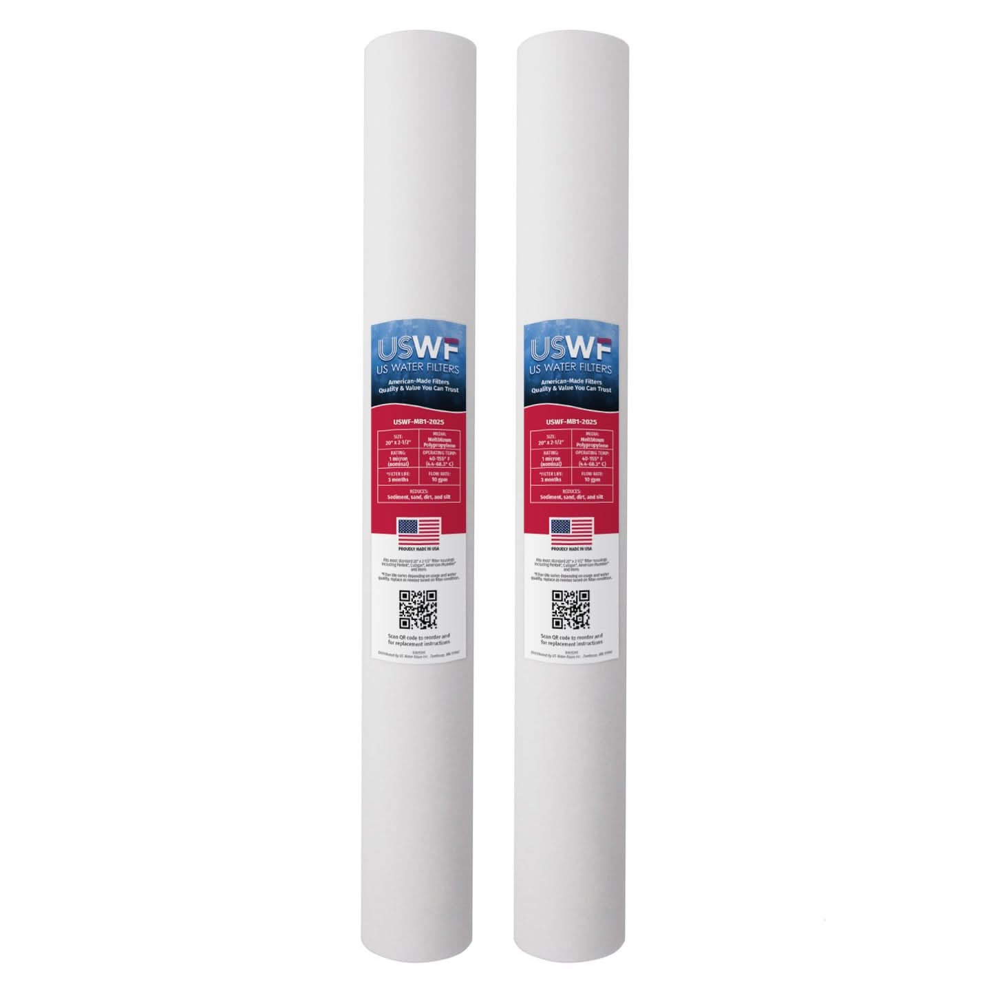 1 Micron Melt Blown Sediment Filter by USWF 20"x2.5" - WaterFilters.NET