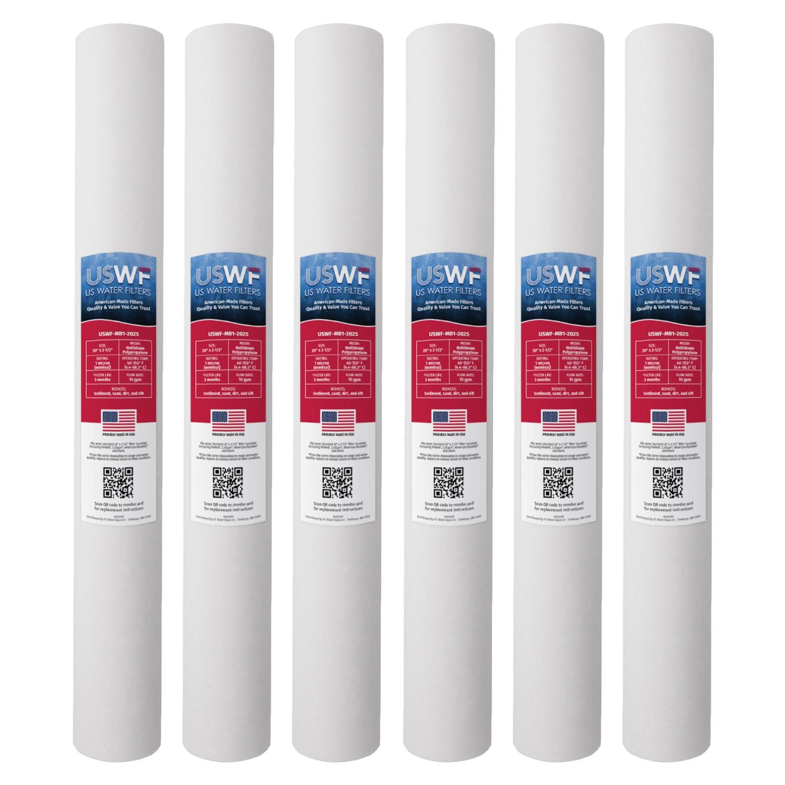 1 Micron Melt Blown Sediment Filter by USWF 20"x2.5" - WaterFilters.NET