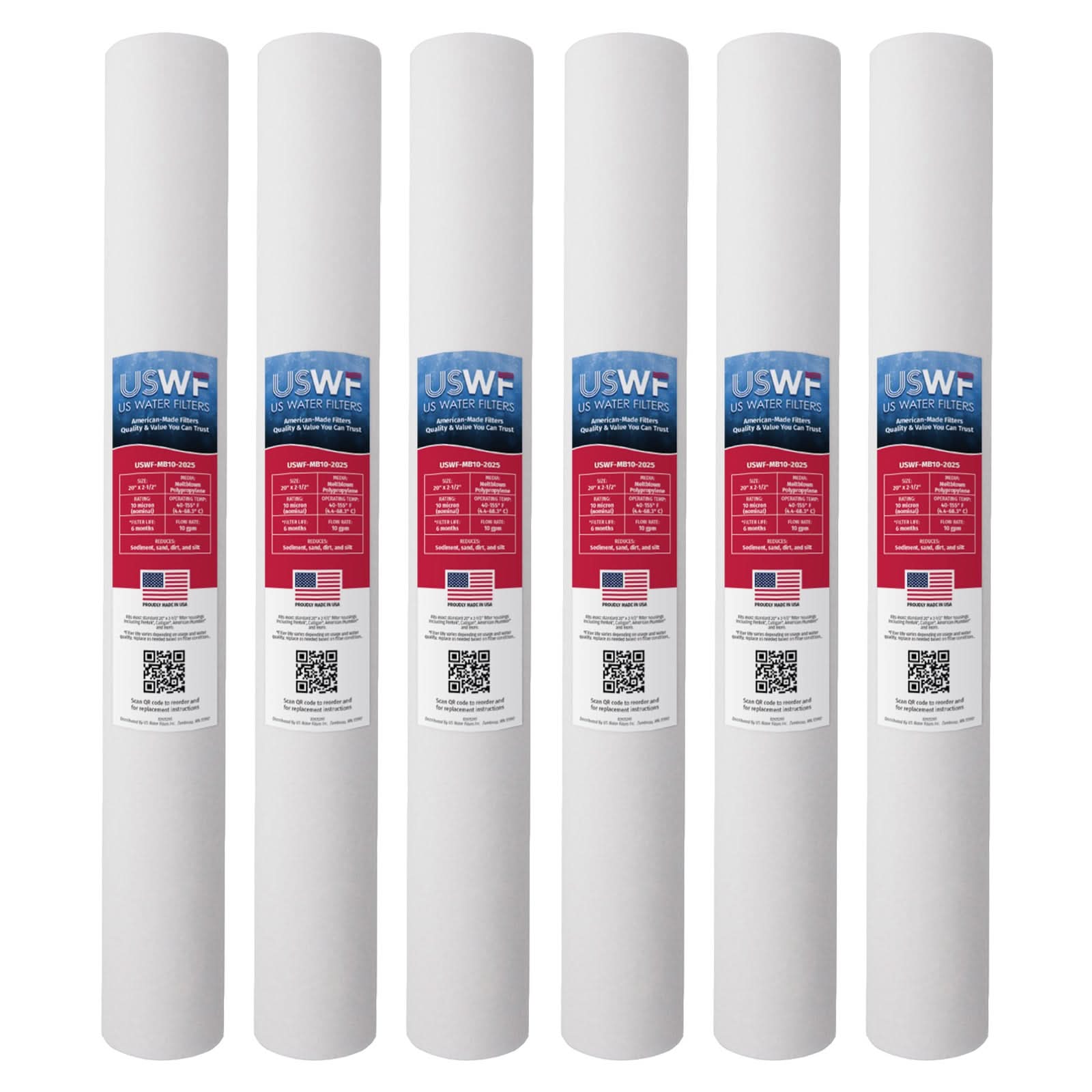 10 Micron Melt Blown Sediment Filter by USWF 20"x2.5" - WaterFilters.NET