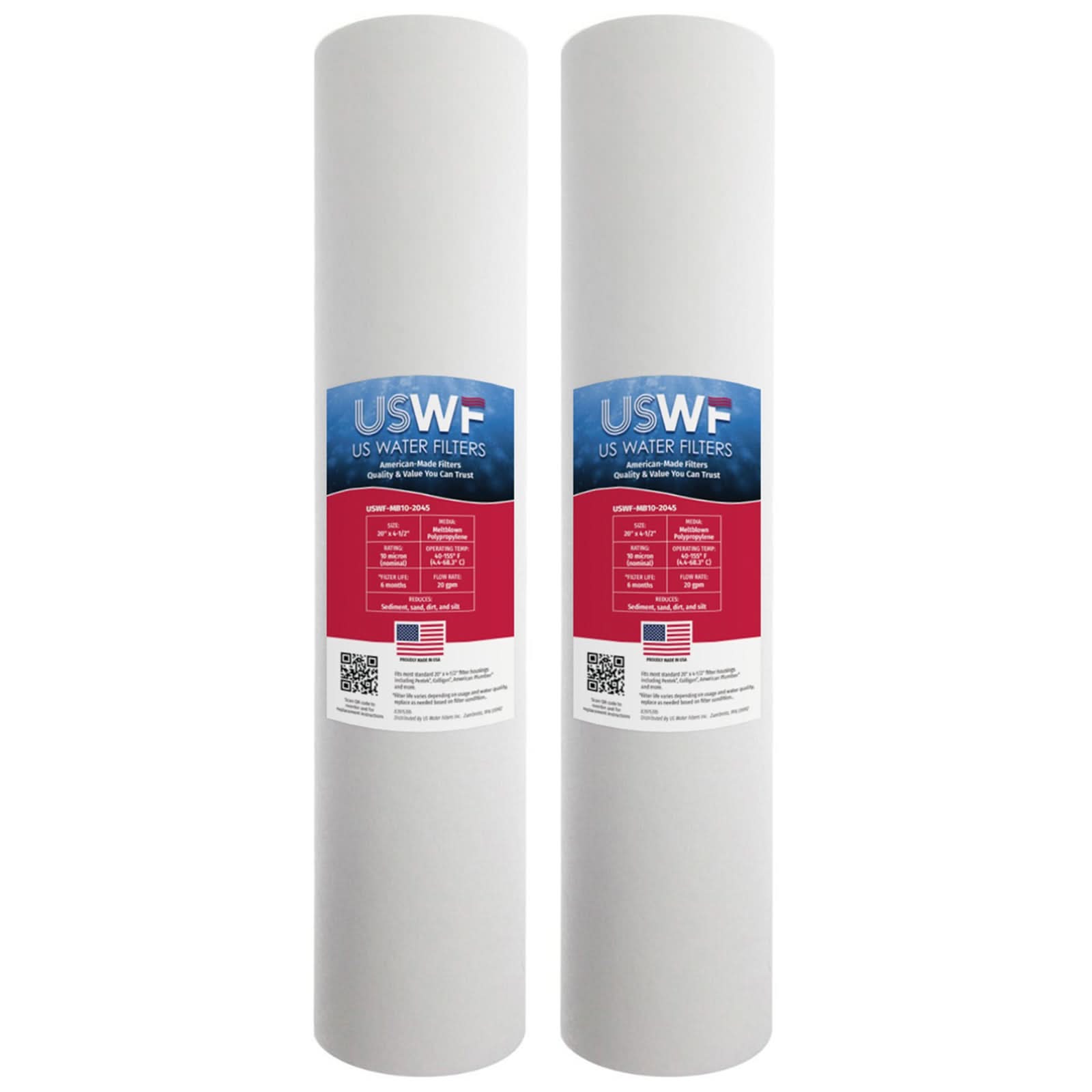 10 Micron Melt Blown Sediment Filter by USWF 20"x4.5" - WaterFilters.NET