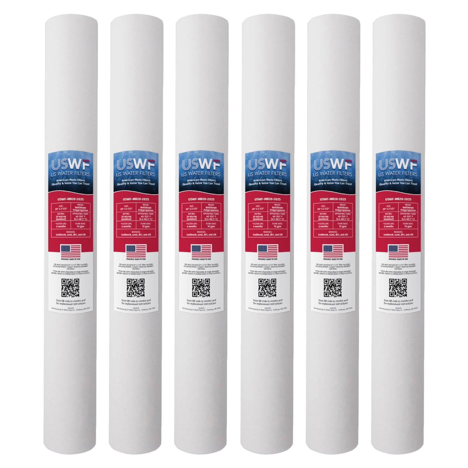 20 Micron Melt Blown Sediment Filter by USWF 20"x2.5" - WaterFilters.NET