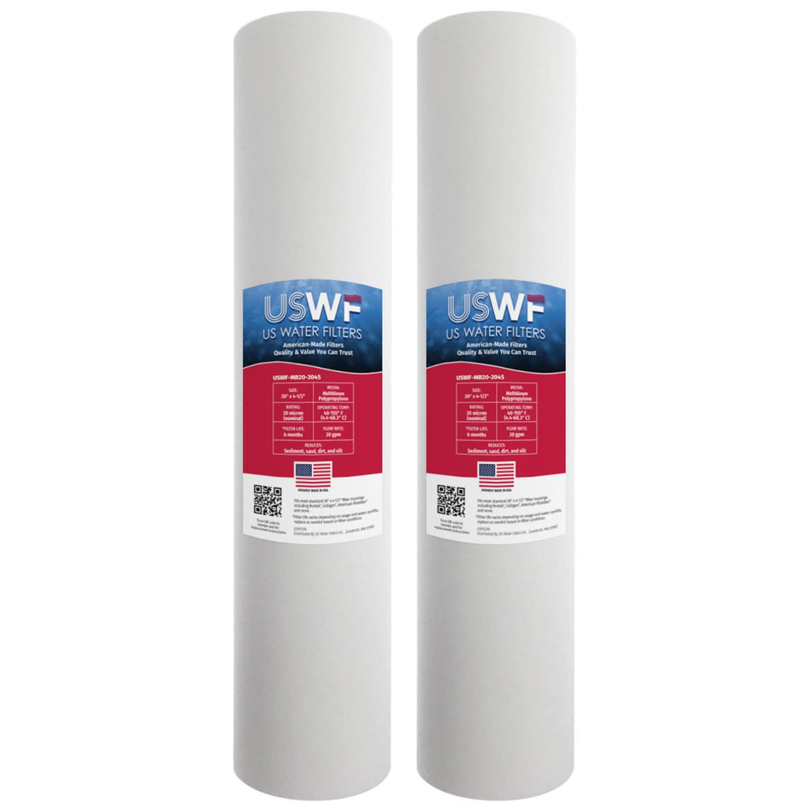 20 Micron Melt Blown Sediment Filter by USWF 20"x4.5" - WaterFilters.NET
