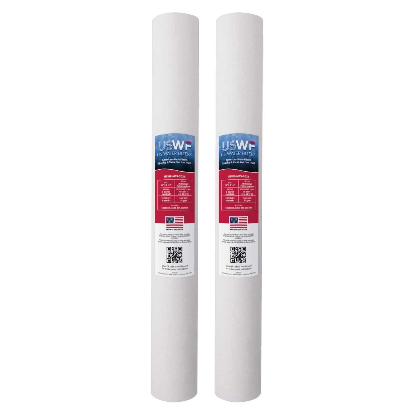 5 Micron Melt Blown Sediment Filter by USWF 20"x2.5" - WaterFilters.NET