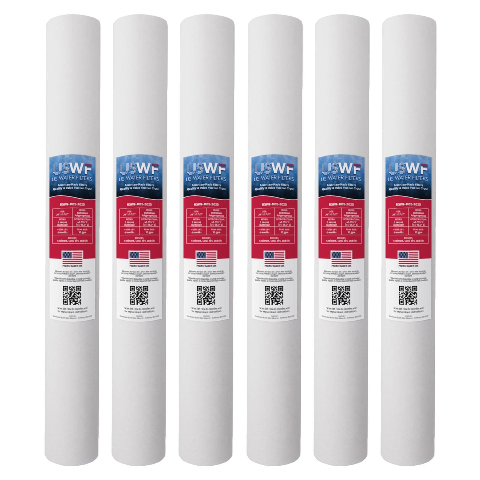 5 Micron Melt Blown Sediment Filter by USWF 20"x2.5" - WaterFilters.NET
