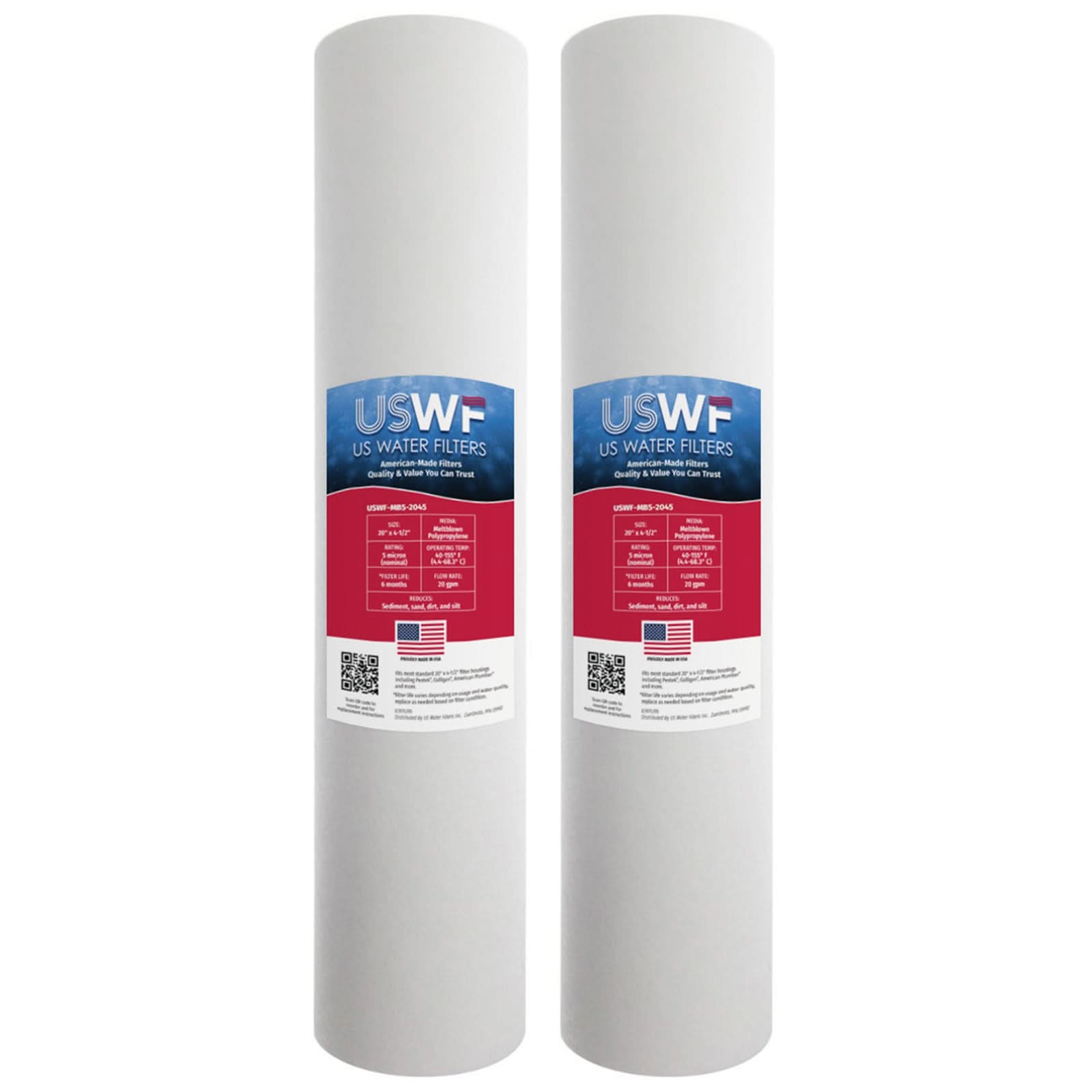 5 Micron Melt Blown Sediment Filter by USWF 20"x4.5" - WaterFilters.NET