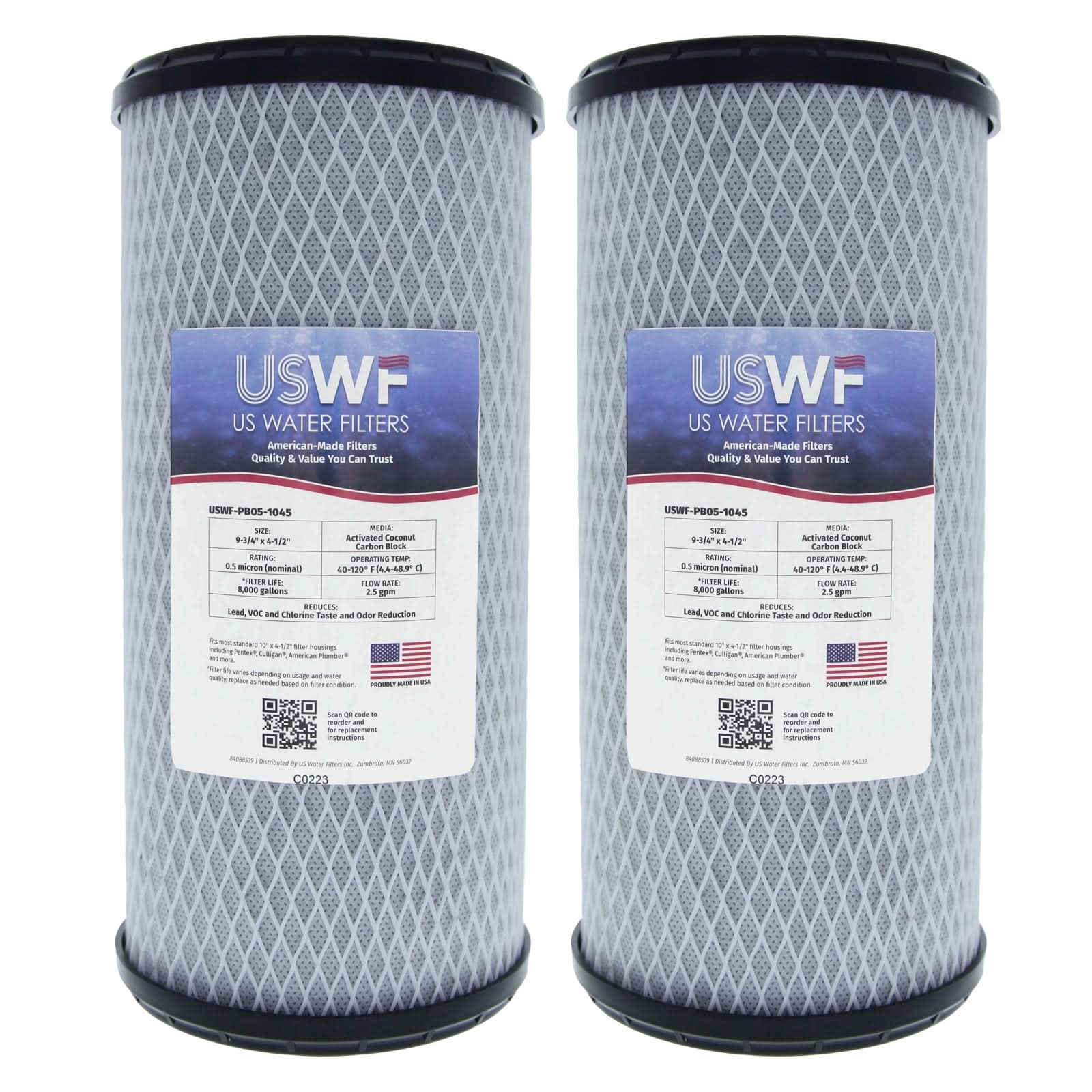 Lead Reducing Carbon Block Filter by USWF 0.5 Micron 10"x4.5" - WaterFilters.NET