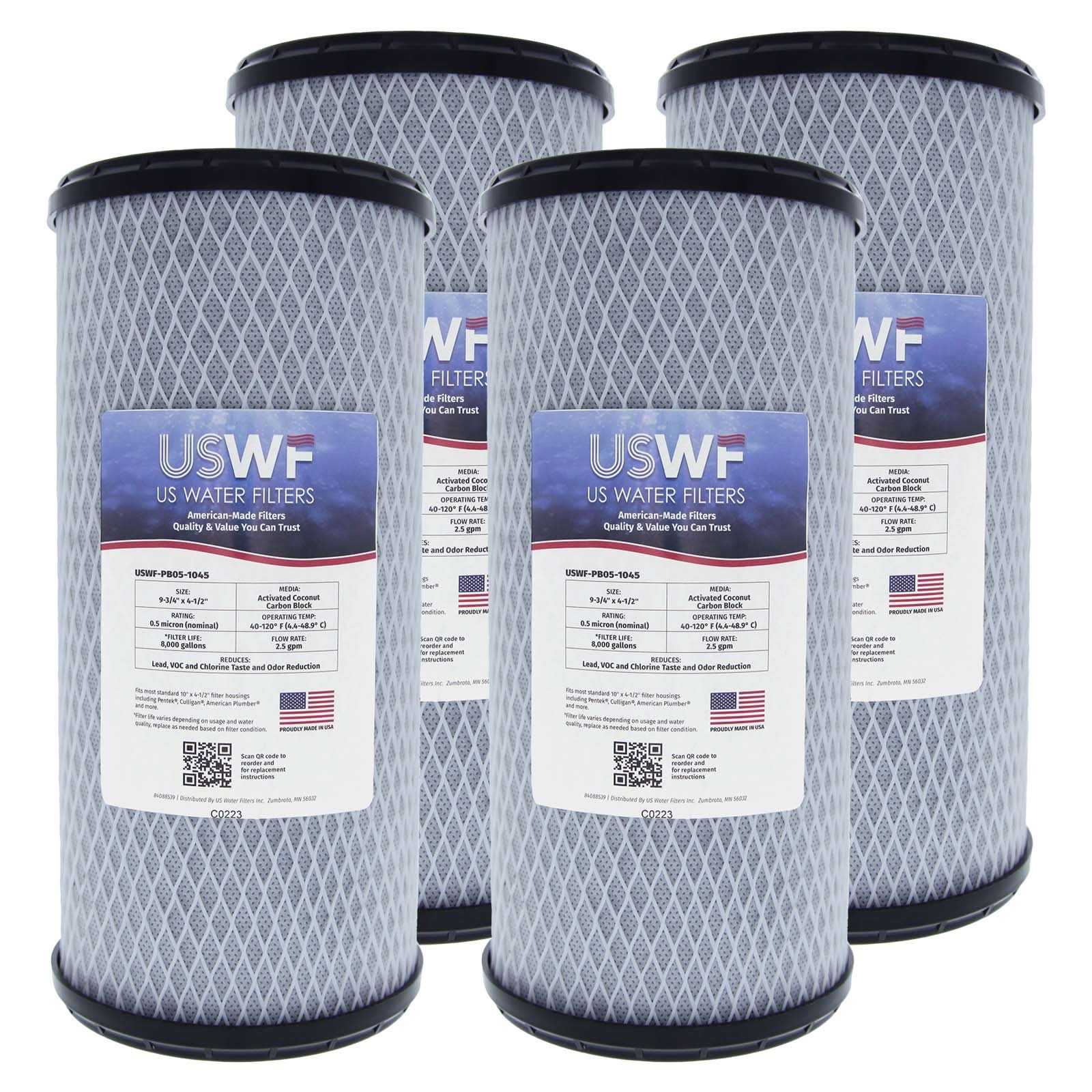 Lead Reducing Carbon Block Filter by USWF 0.5 Micron 10"x4.5" - WaterFilters.NET