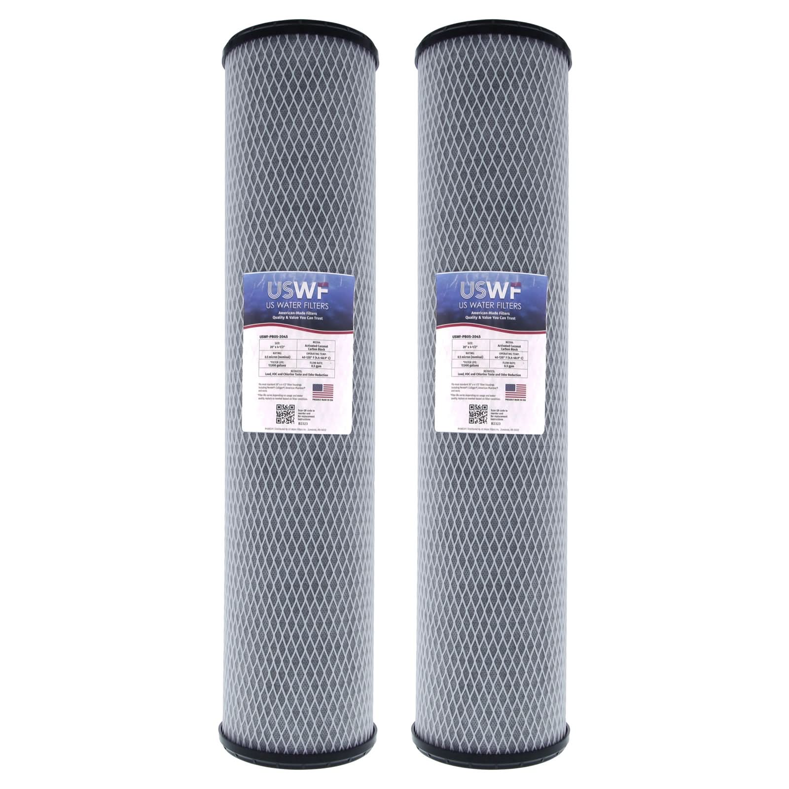 Lead Reducing Carbon Block Filter by USWF 0.5 Micron 20"x4.5" - WaterFilters.NET