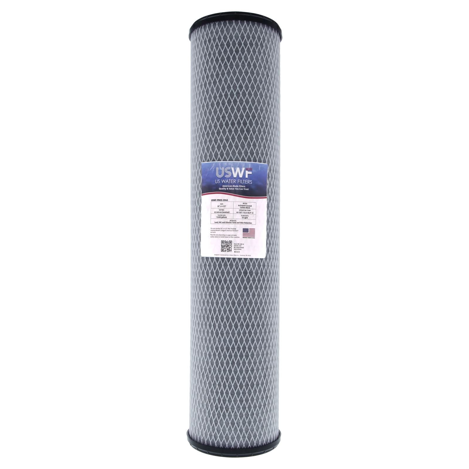 Lead Reducing Carbon Block Filter by USWF 0.5 Micron 20"x4.5" - WaterFilters.NET