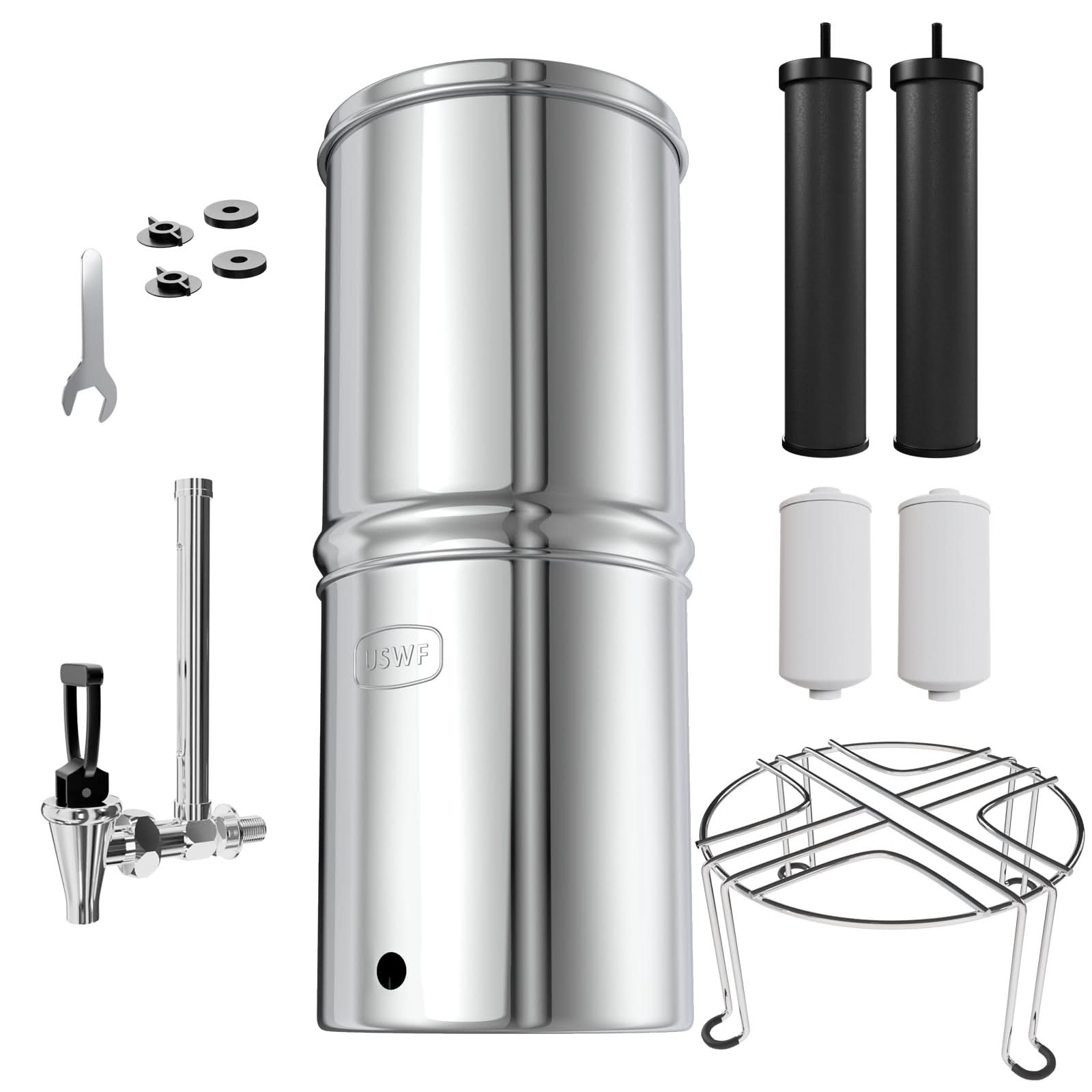 USWF 2.25 Gallon Stainless Steel Gravity Fed Filter System With Fluoride Filtration - WaterFilters.NET