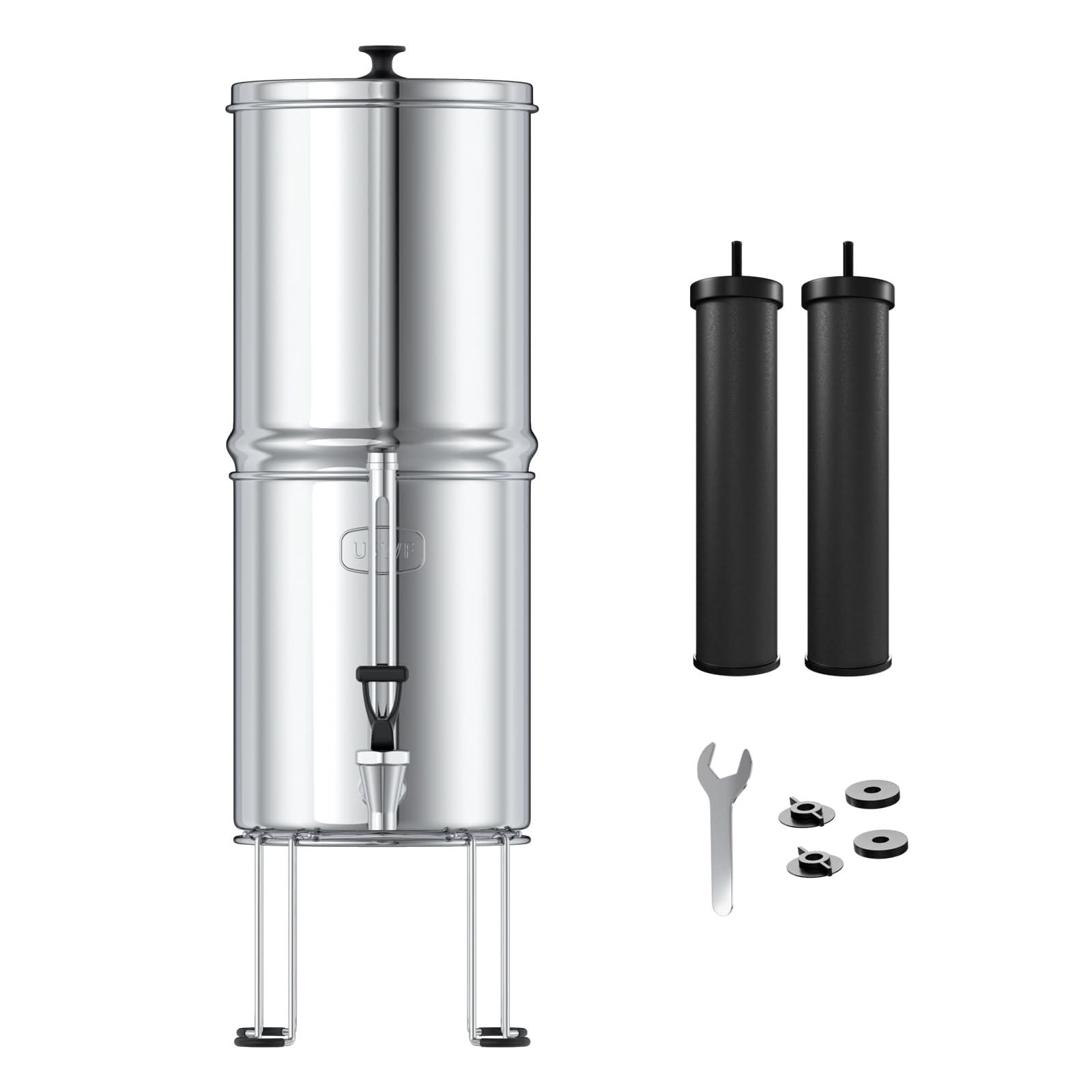 USWF 2.25 Gallon Stainless Steel Gravity Fed Filter System - WaterFilters.NET
