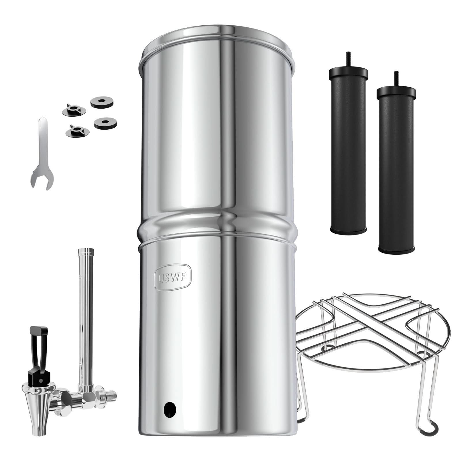 USWF 2.25 Gallon Stainless Steel Gravity Fed Filter System - WaterFilters.NET
