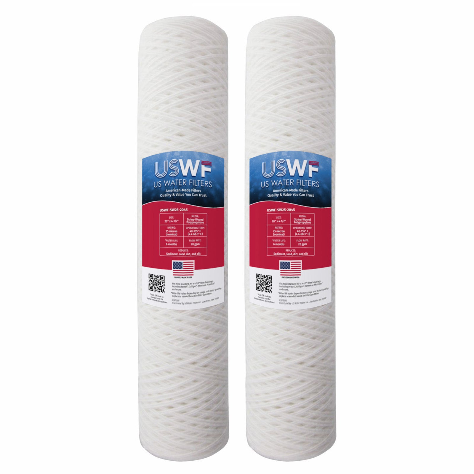 25 Micron String Wound Sediment Filter by USWF 20"x4.5"
