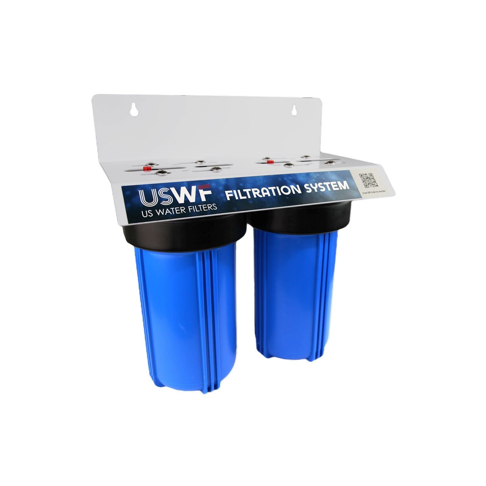 USWF Chloramine Dual 10" 2-Stage Filtration System, Sediment & Chloramine Carbon Block Filters, 1" Inlet/Outleter 3 - WaterFilters.NET