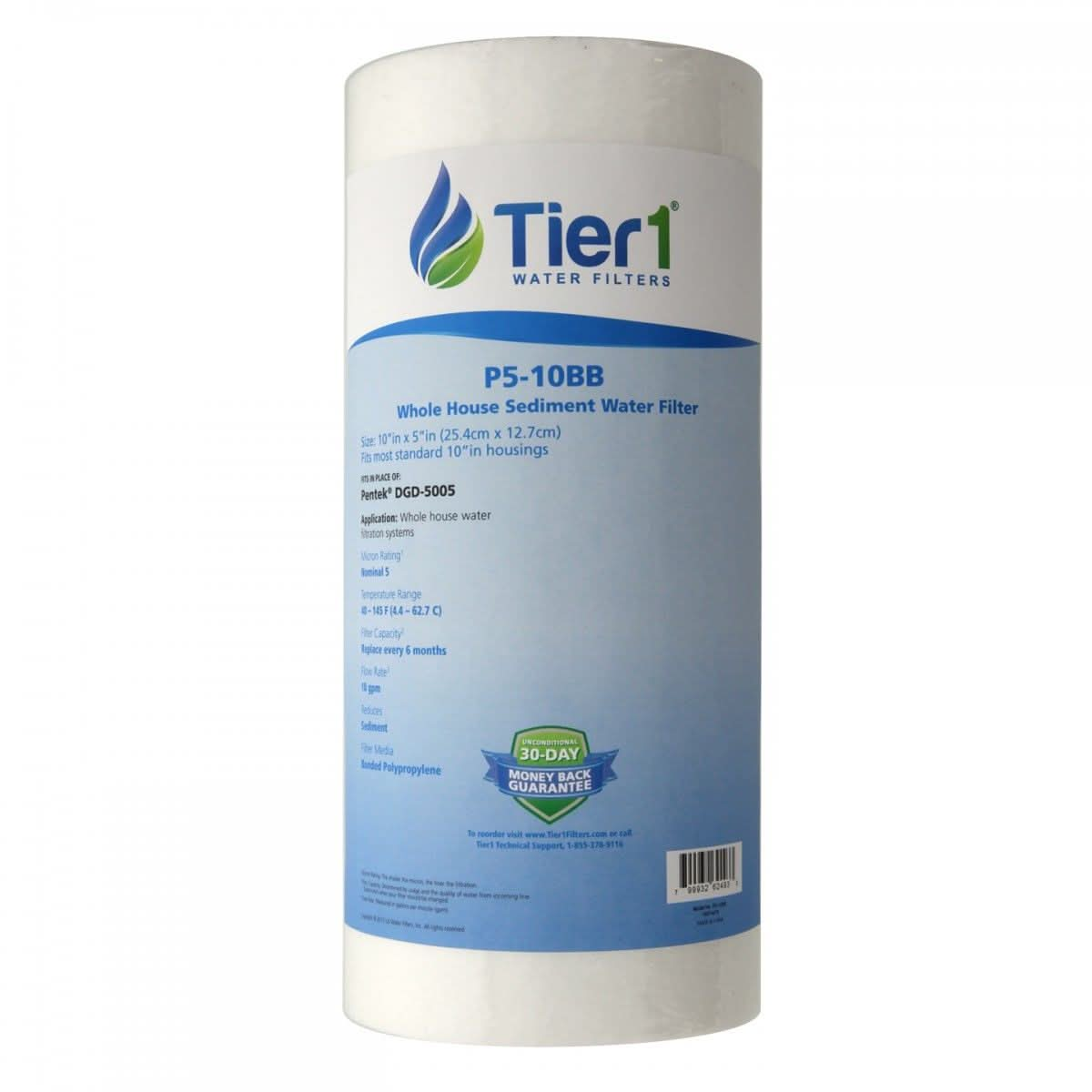 10 X 4.5 Spun Wound Polypropylene Replacement Filter by Tier1 (5 micron)