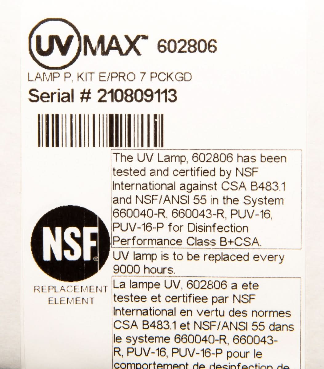 602806 Water Disinfection System UV Lamp by Viqua - WaterFilters.NET