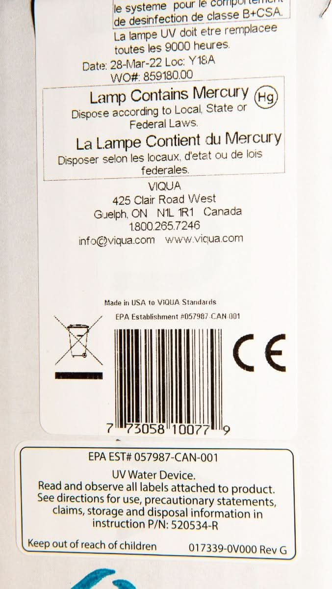 602810-102 Lamp and Sleeve Kit for Viqua D Model Systems