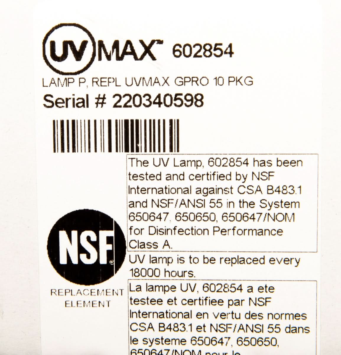 602854 Water Disinfection System UV Lamp by Viqua - WaterFilters.NET