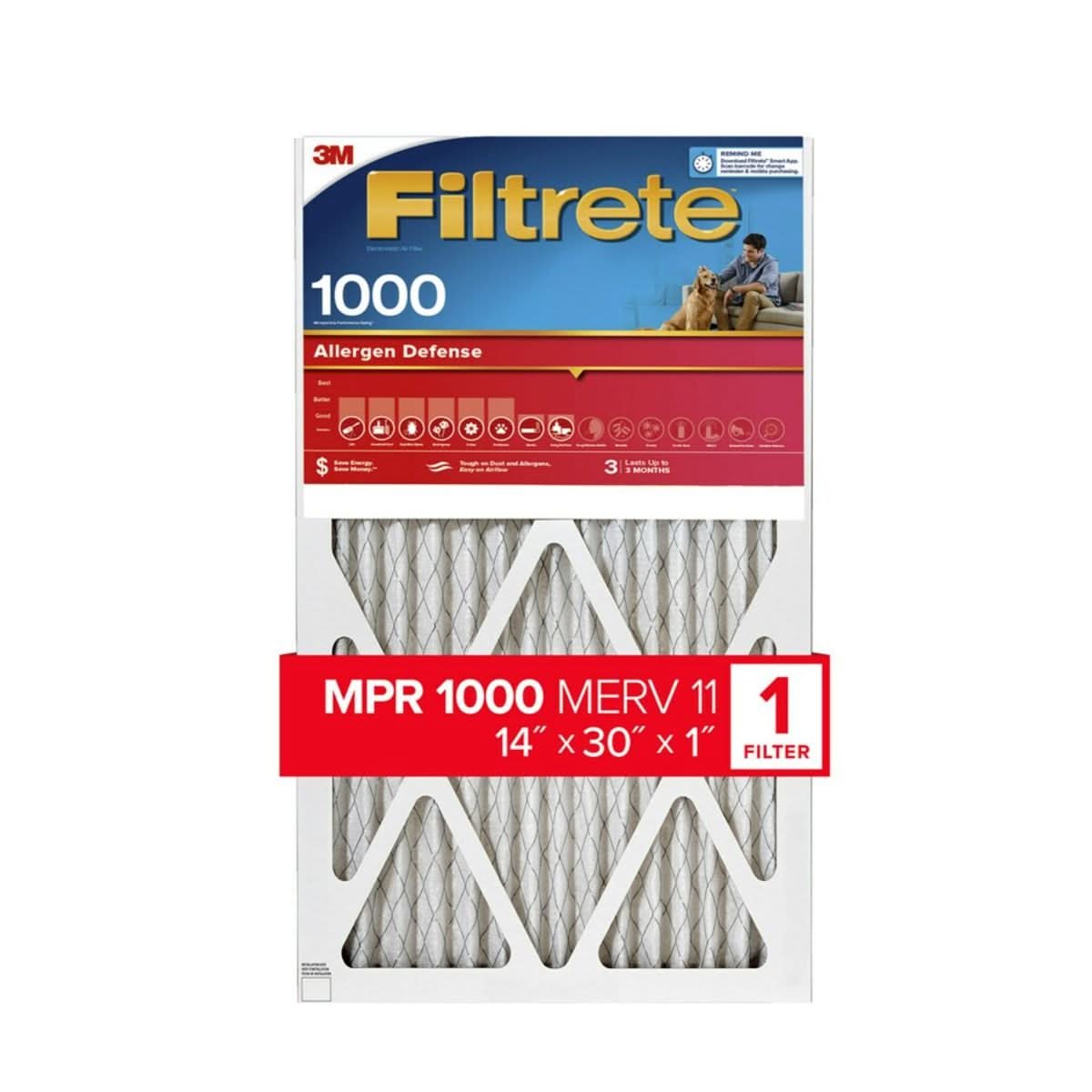 3M Filtrete 1000 Micro Allergen & Dust Defense Filter - 14x30x1 (4-Pack) - WaterFilters.NET