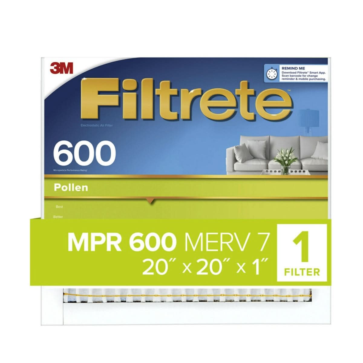 3M Filtrete 600 Dust & Pollen Reduction Air Filter - 20x20x1 (4-Pack) - WaterFilters.NET