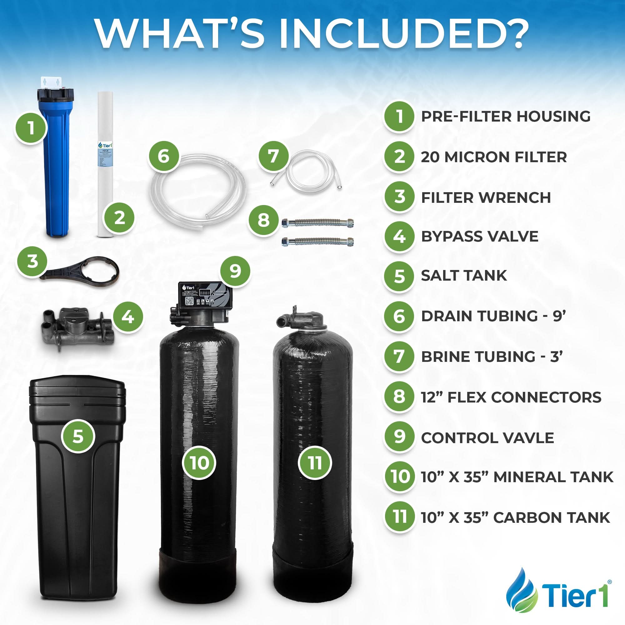 Tier1 32,000 Grain Water Softener & Chloramine Reduction Bundle - Water Softener System plus 600,000 Gallons of Enhanced Performance for Clean, Fresh Water - WaterFilters.NET