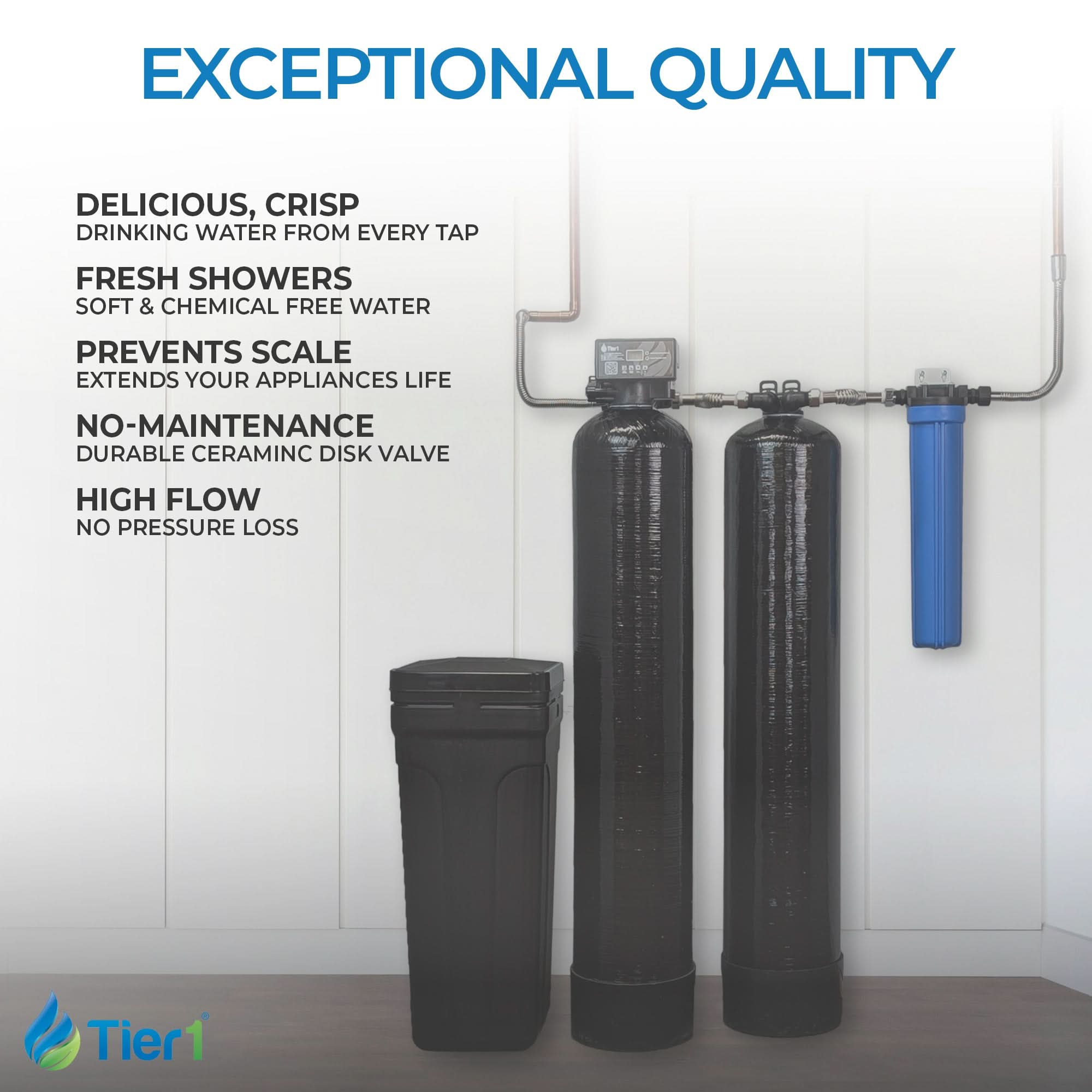 Tier1 32,000 Grain Water Softener & Chloramine Reduction Bundle - Water Softener System plus 600,000 Gallons of Enhanced Performance for Clean, Fresh Water - WaterFilters.NET