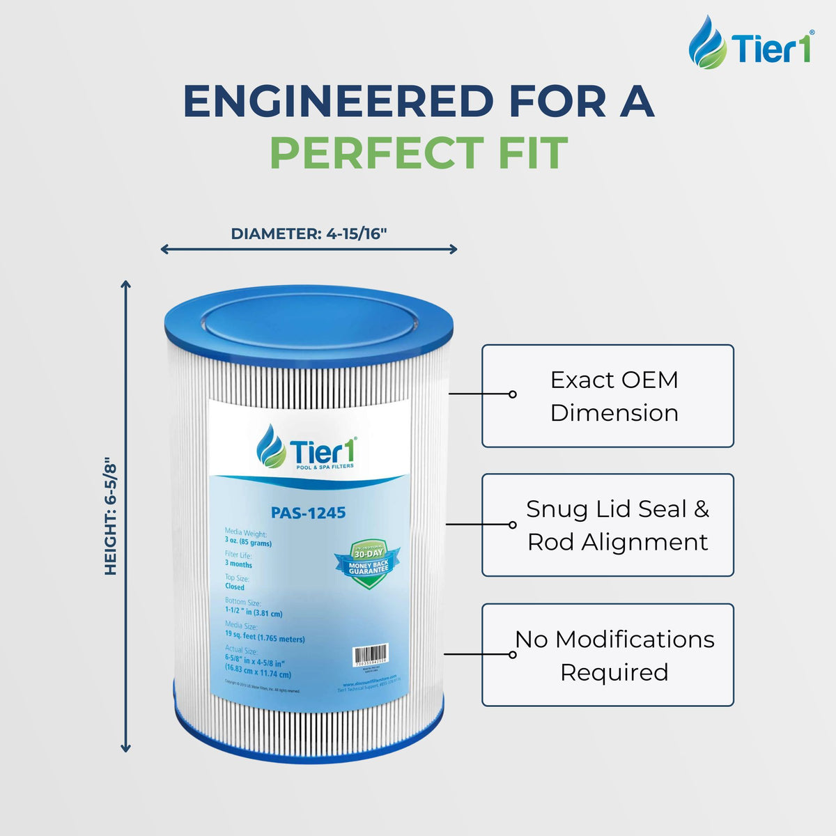 6-5/8 X 4-5/8-Inch Tier1 PAS-1245 Replacement For FF-100