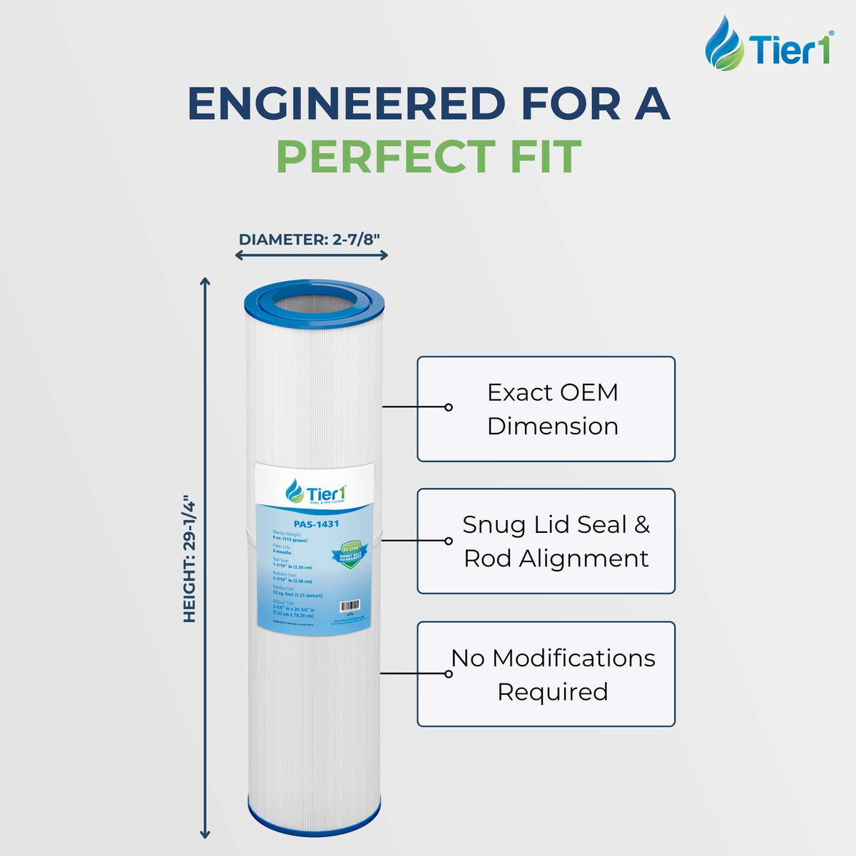 29-1/4 X 2-7/8 Inch Tier1 PAS-1431 Replacement For 17-2010 & R173327