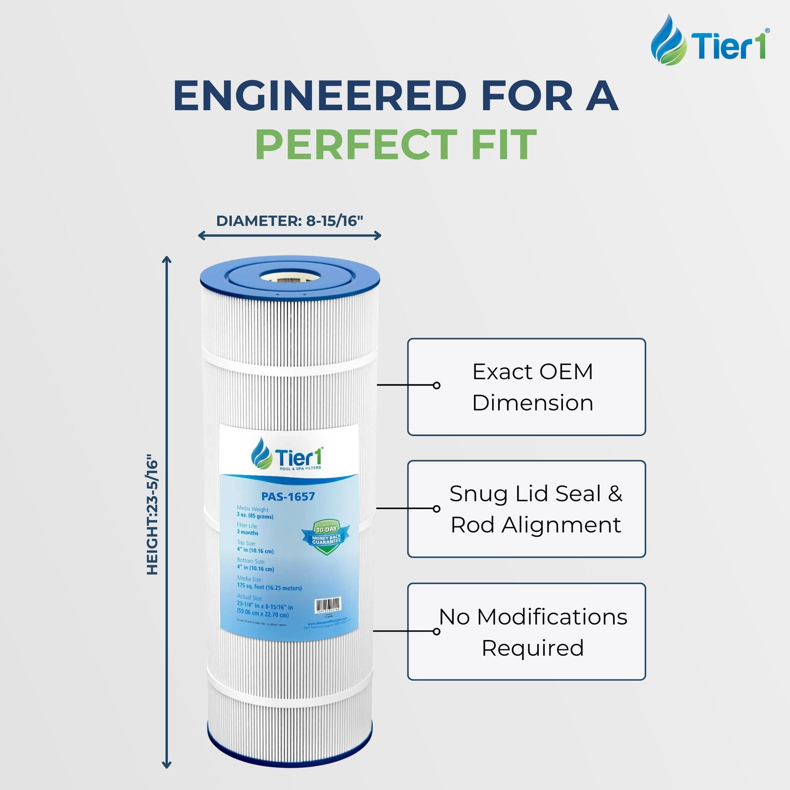 Tier1 PAS-1657 Pleated Pool and Spa Filter