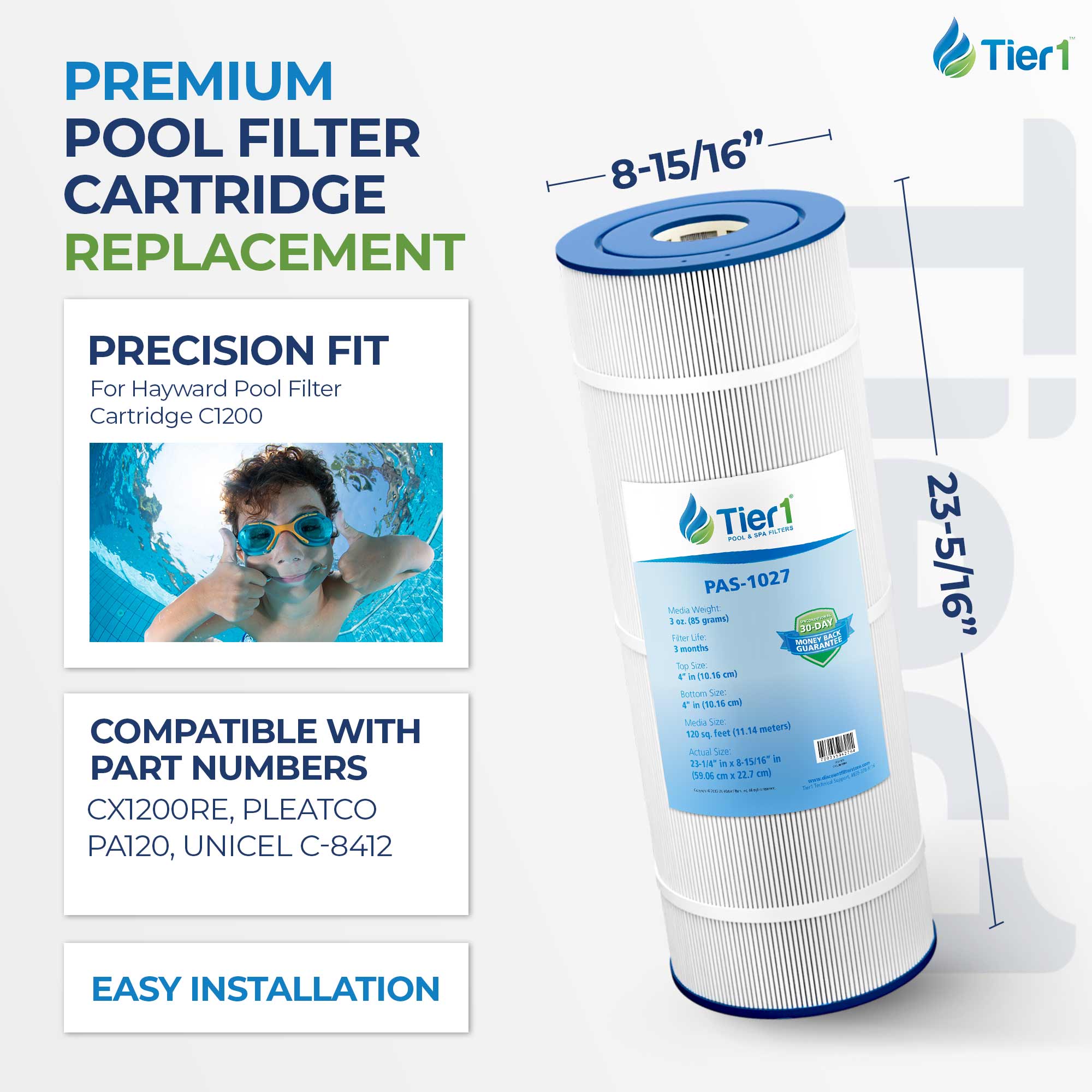 CX-1200-RE Pool and Spa Replacement Filter by Tier1