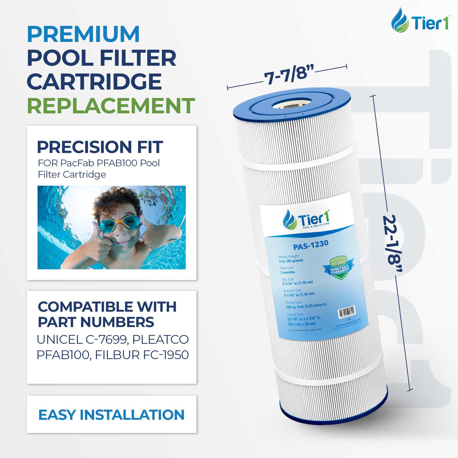 Tier1 PAS-1230 Replacement Pool and Spa Filter
