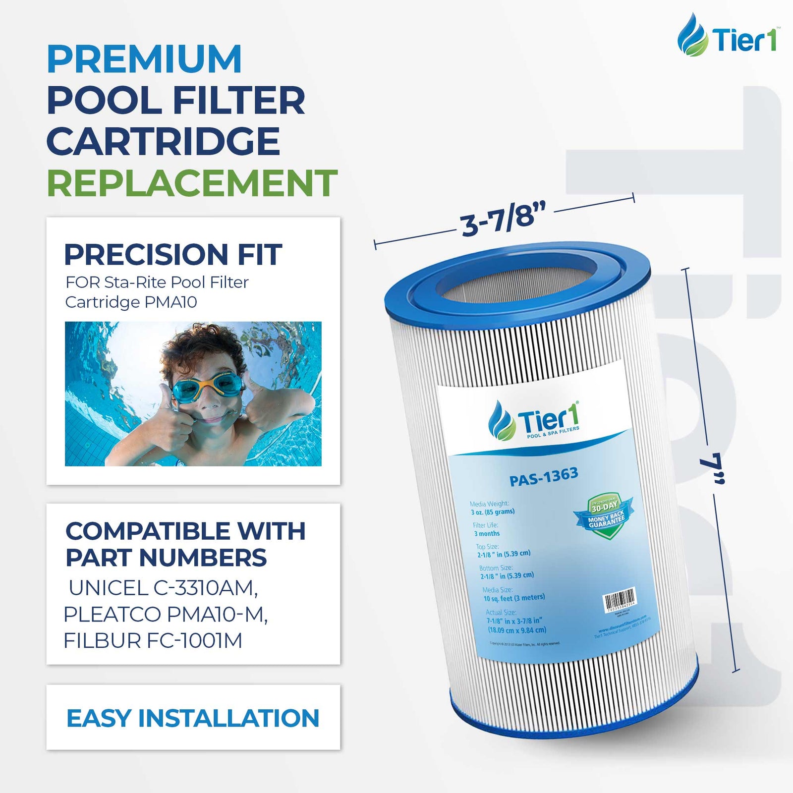 Tier1 PAS-1363 Pleated Pool and Spa Filter