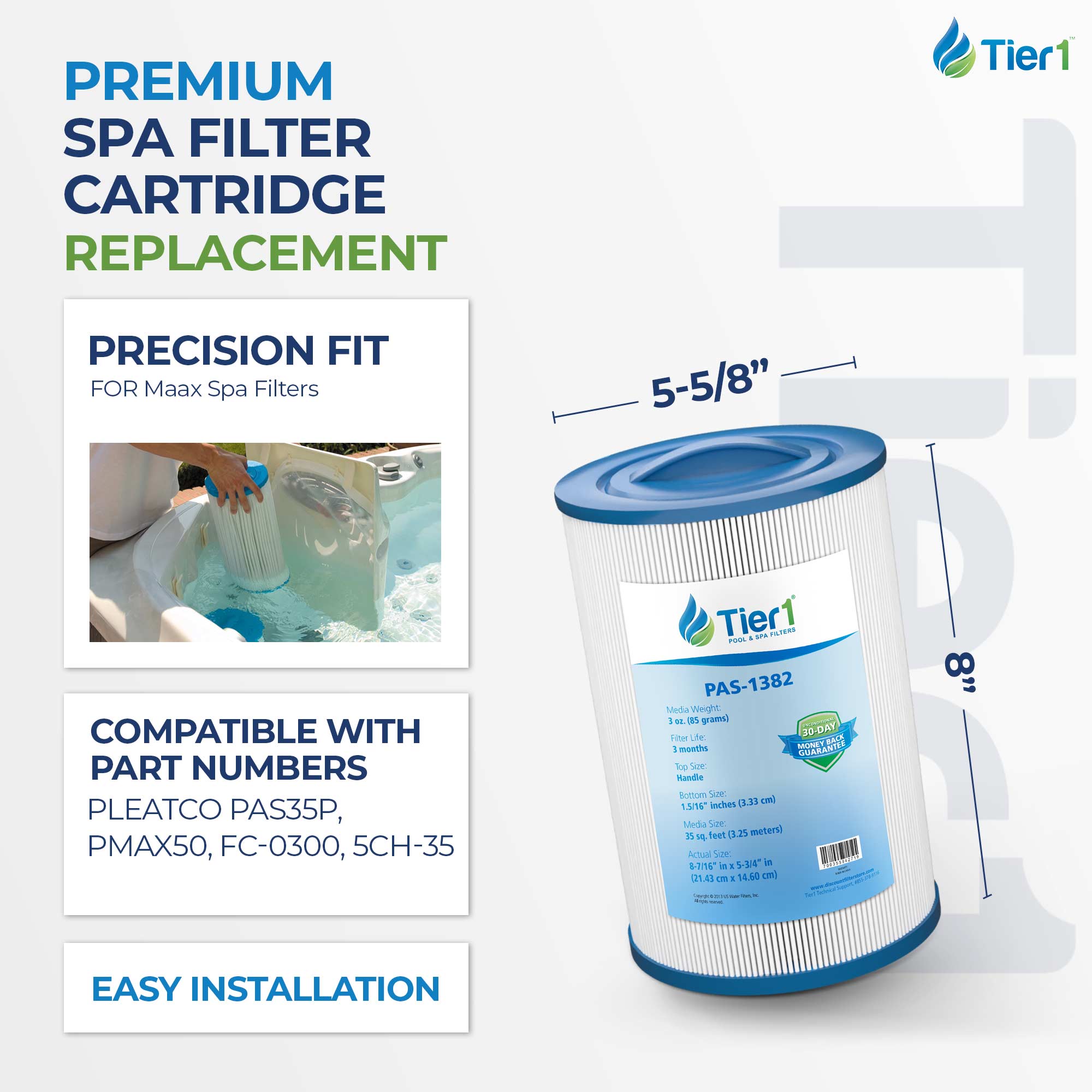 Tier1 PAS-1382 Replacement Pool and Spa Filter