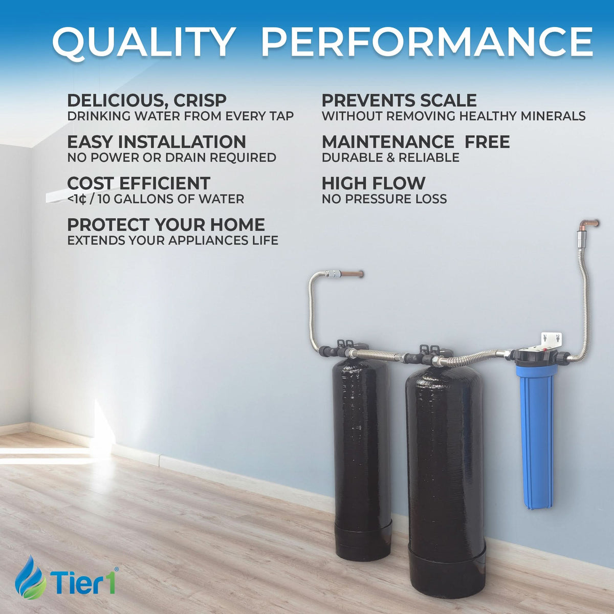 Tier1 Salt-Free Conditioner Bundle with Chlorine Filtration - TAC Scale Prevention System plus 900,000 Gallons of Clean, Fresh Water - WaterFilters.NET