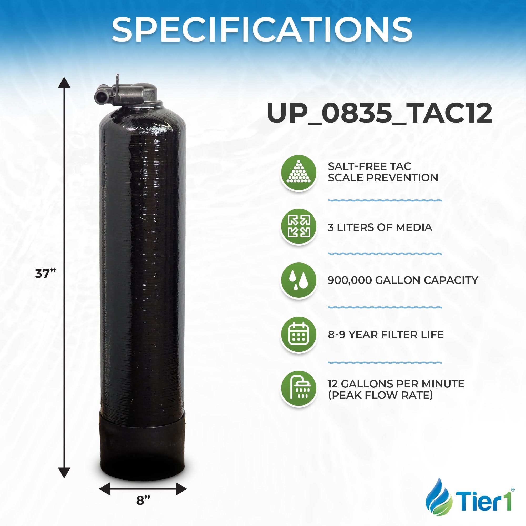 Salt-Free Whole House Water Conditioner - 12 GPM TAC Scale Prevention System for Clean, Healthy Water - WaterFilters.NET