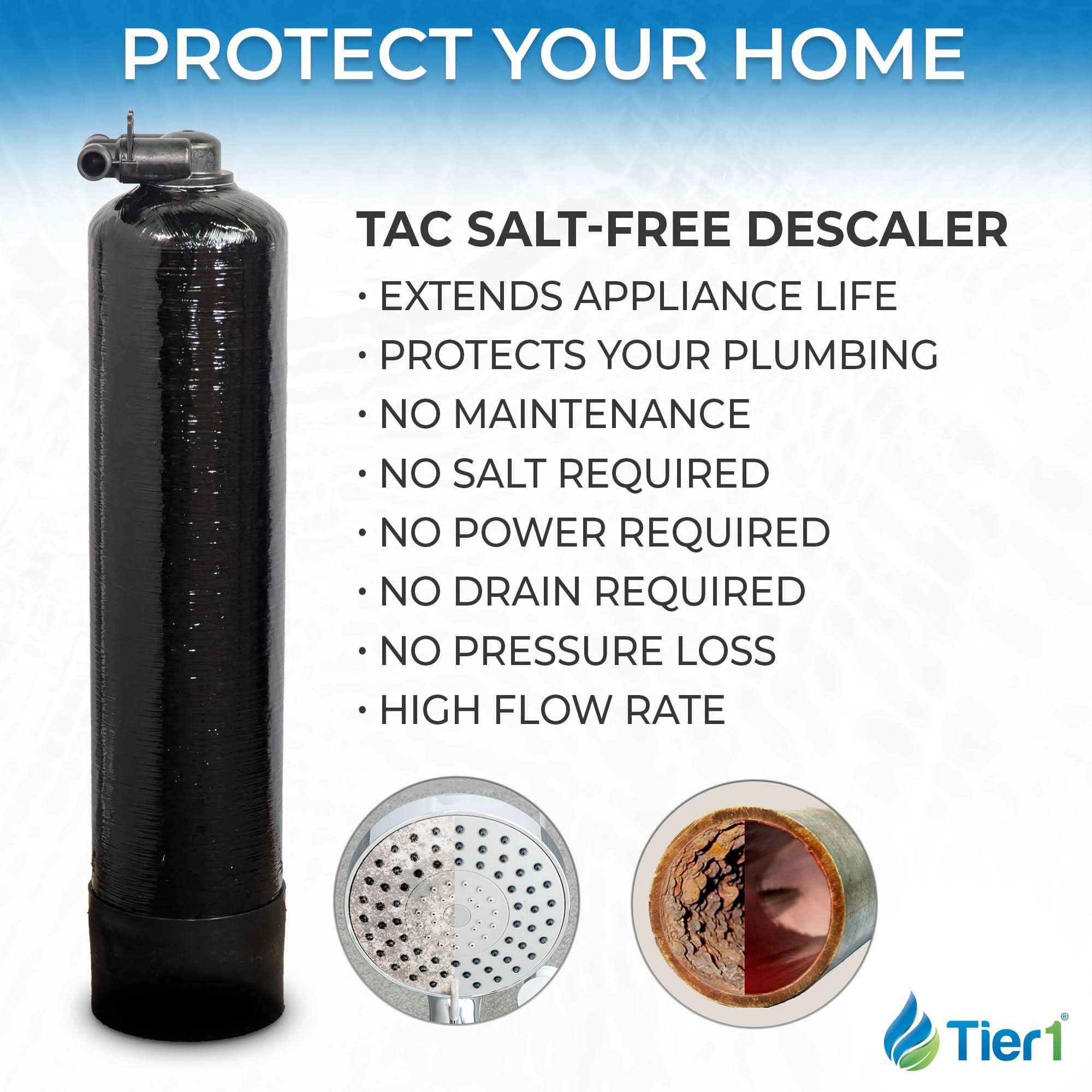 Salt-Free Whole House Water Conditioner - 12 GPM TAC Scale Prevention System for Clean, Healthy Water - WaterFilters.NET
