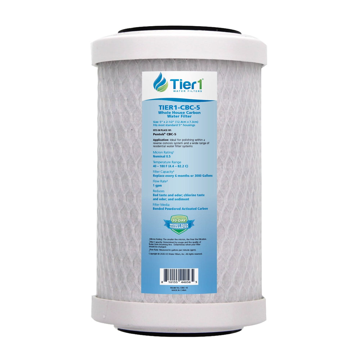 Tier1 0.5 Micron Pentek CBC-5 comparable 5 x 2.5 Water Filter
