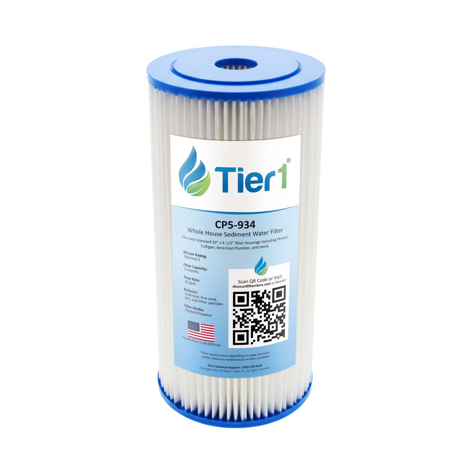 10 X 4.5 Pleated Polyester Replacement Filter (5 micron) - WaterFilters.NET