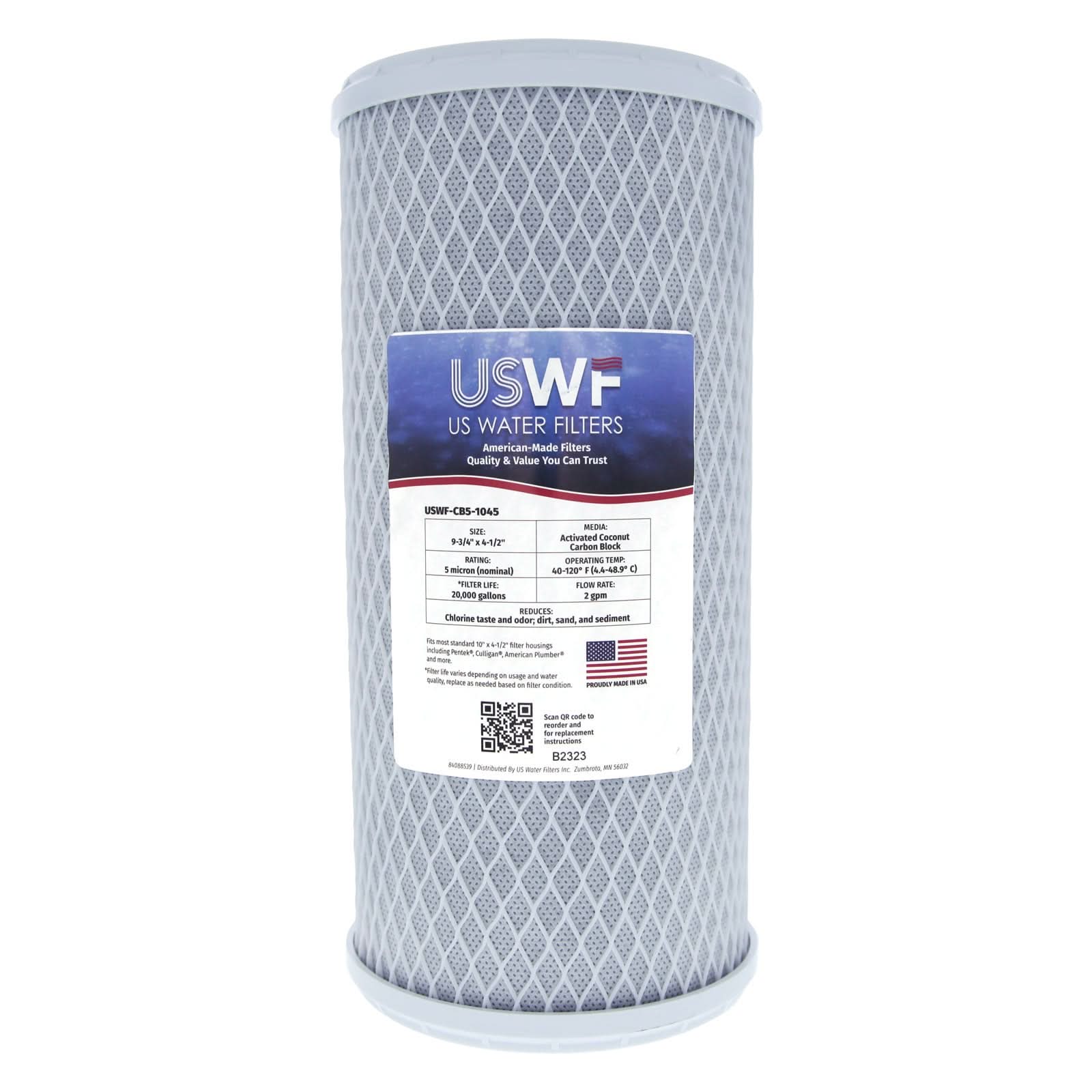 USWF CTO (Chlorine Taste & Odor) Dual 10" 2-Stage Filtration System, Sediment & CTO Carbon Block filters, 3/4" Inlet/Outlet - WaterFilters.NET