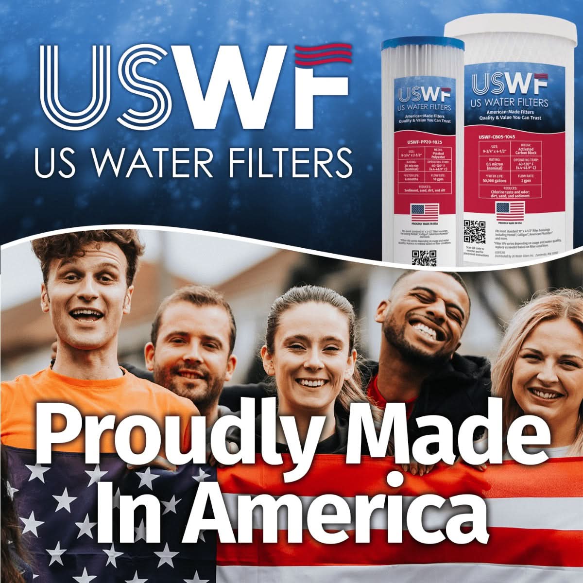 Chloramine Reducing Filter by USWF Catalytic Carbon Block 1 Micron 20"x2.5" - WaterFilters.NET