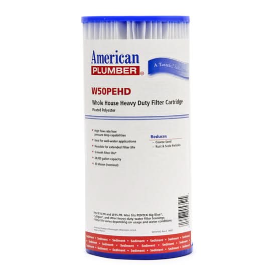 American Plumber W50PEHD Pleated Polyester Water Filters - WaterFilters.NET