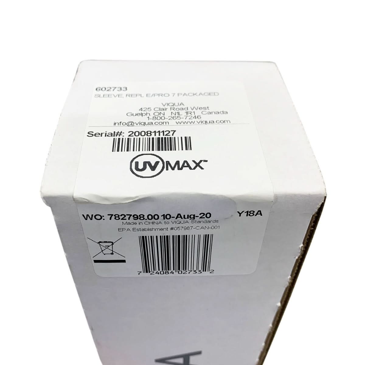 602733 Quartz Sleeve for UV Lamp 602806 by Viqua - WaterFilters.NET