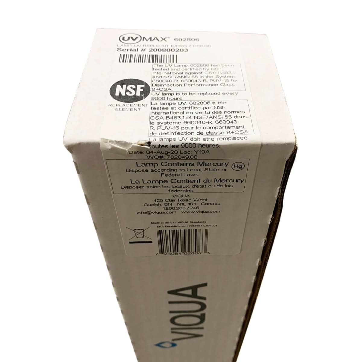 602806 Water Disinfection System UV Lamp by Viqua - WaterFilters.NET