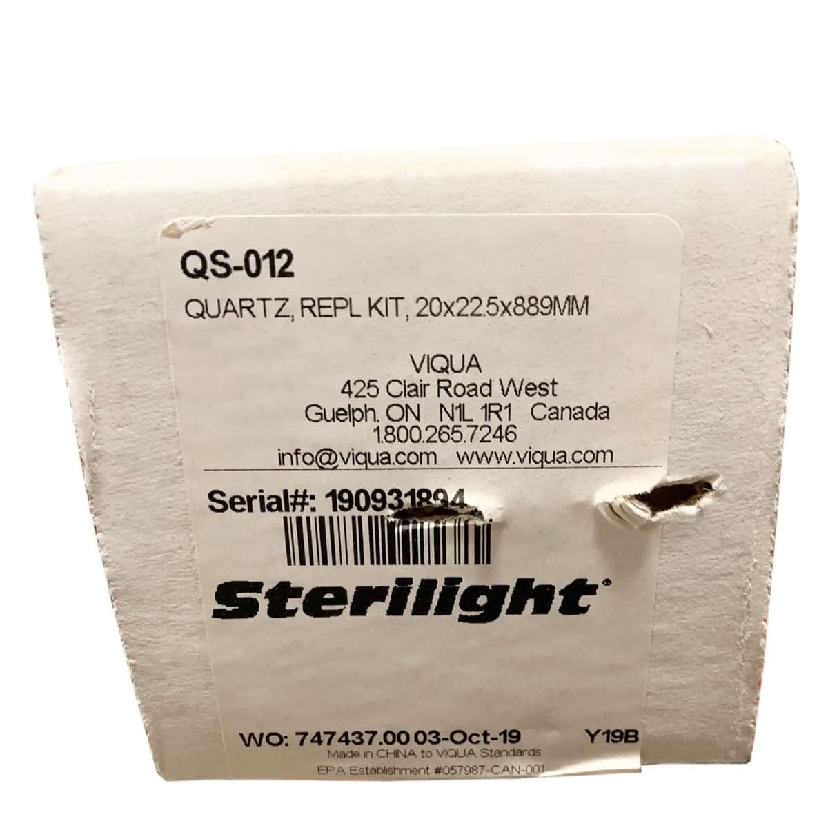 QS-012 Quartz Sleeve for UV Lamp S740RL-4C by Viqua