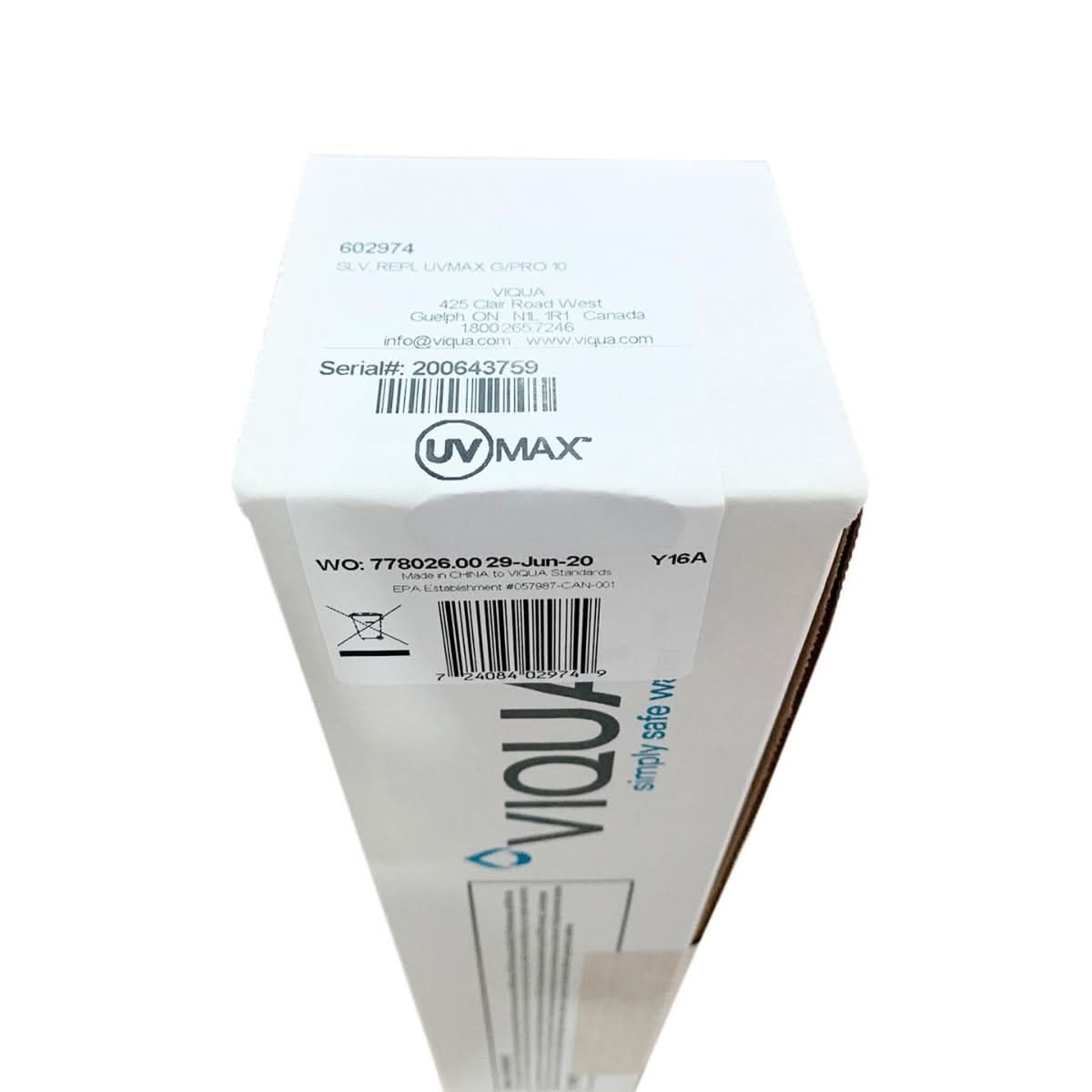 602974 Quartz Sleeve for UV Lamp 602854 by Viqua