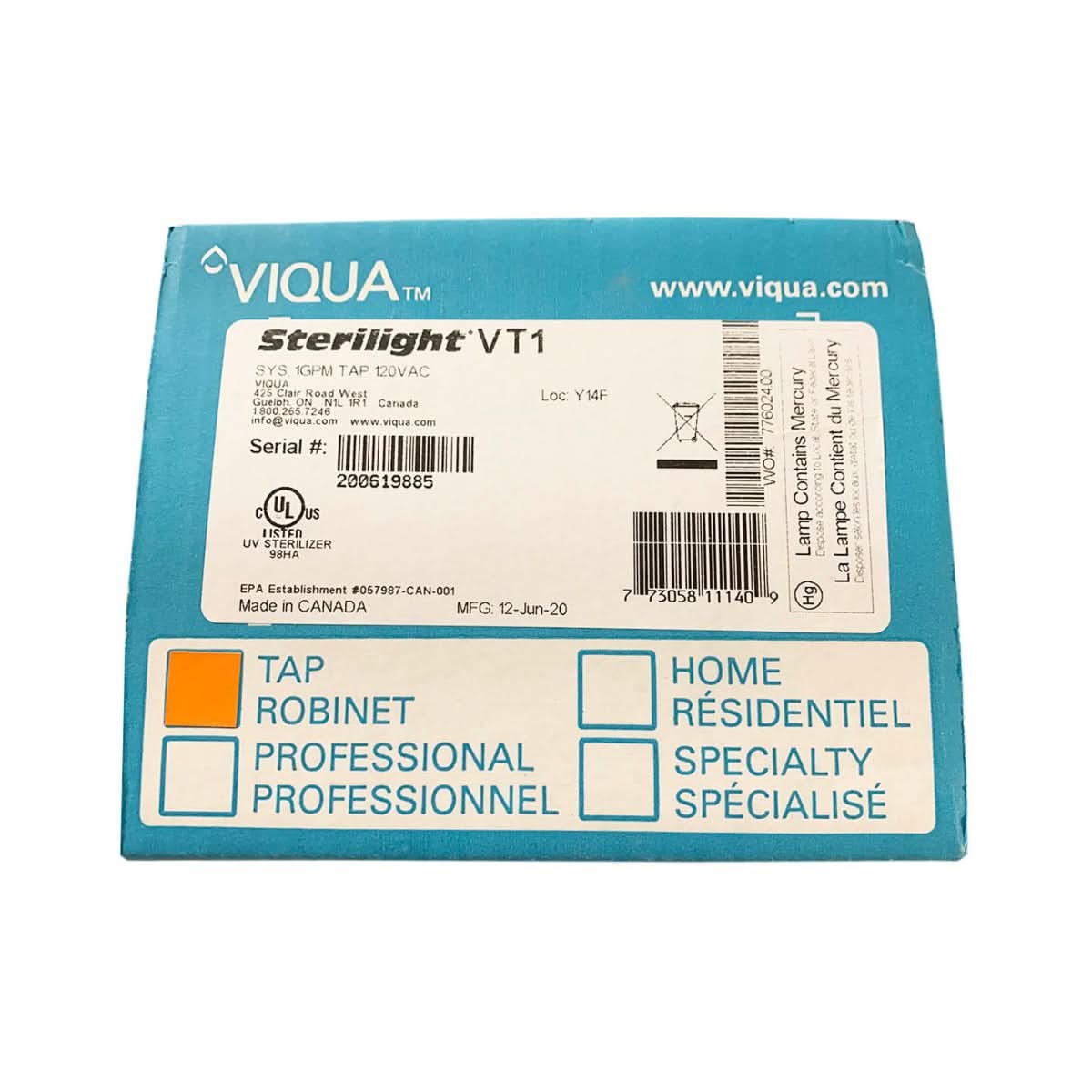 Viqua VT1 Point-Of-Use UltraViolet Disinfection System - WaterFilters.NET