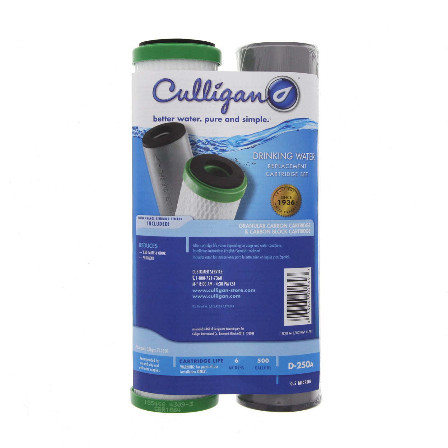 D-250A Culligan Undersink Filter Replacement Cartridge Set