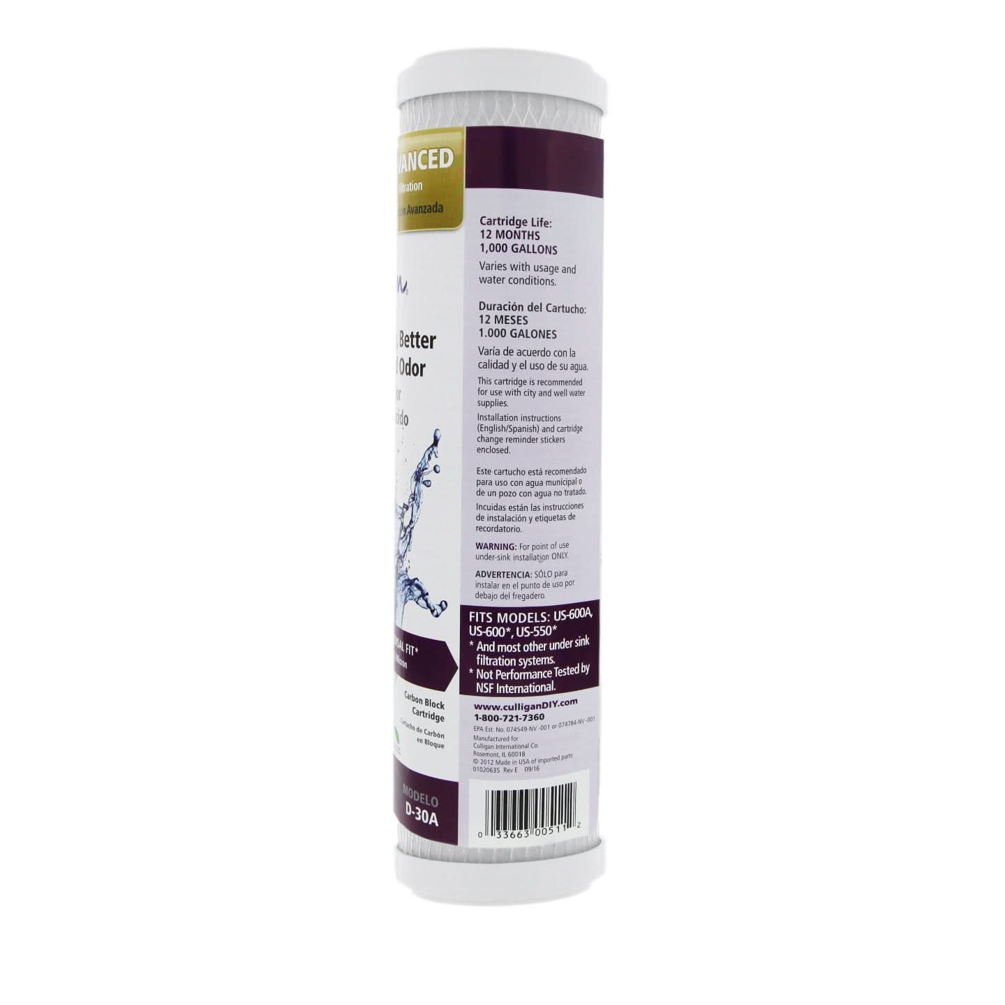 Culligan D-30A Under Sink Replacement Water Filter - WaterFilters.NET