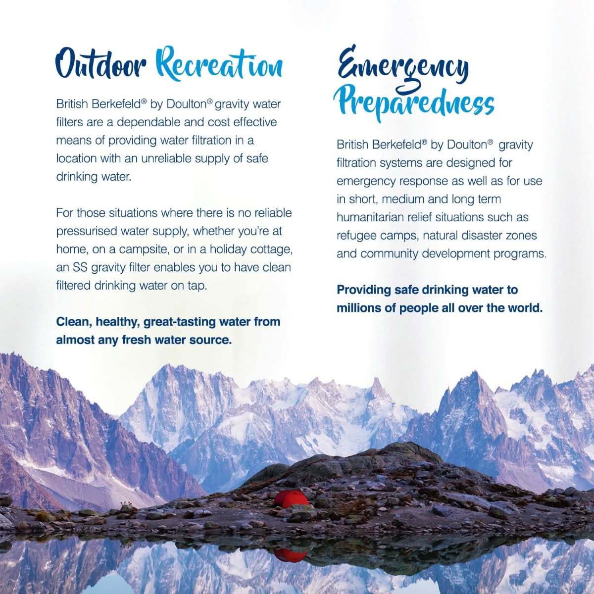 W9361123 Doulton/W9361151 British Berkefeld Stainless Steel Gravity System and ATC Super Sterasyl Candle Filter - WaterFilters.NET